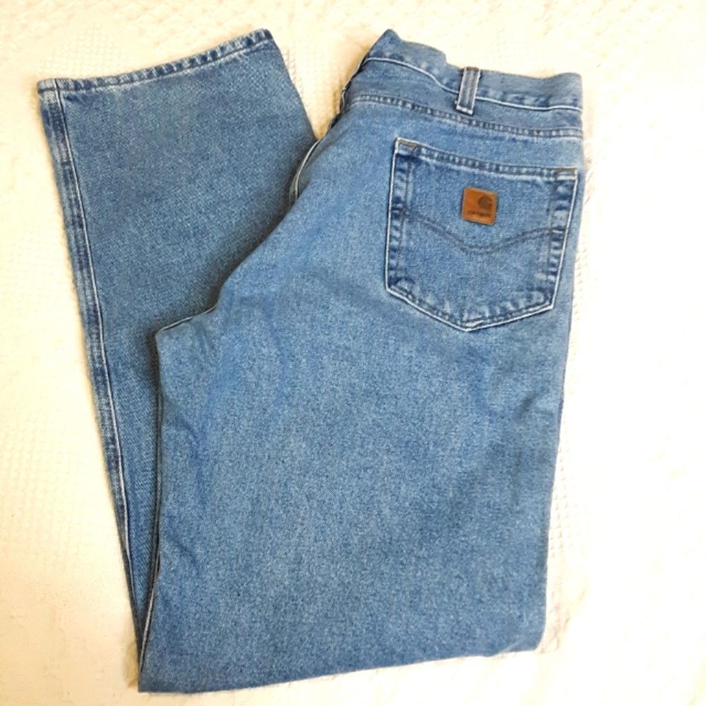 Carhatt Relaxed Fit Men's Blue Washed Jean size 38 x 34